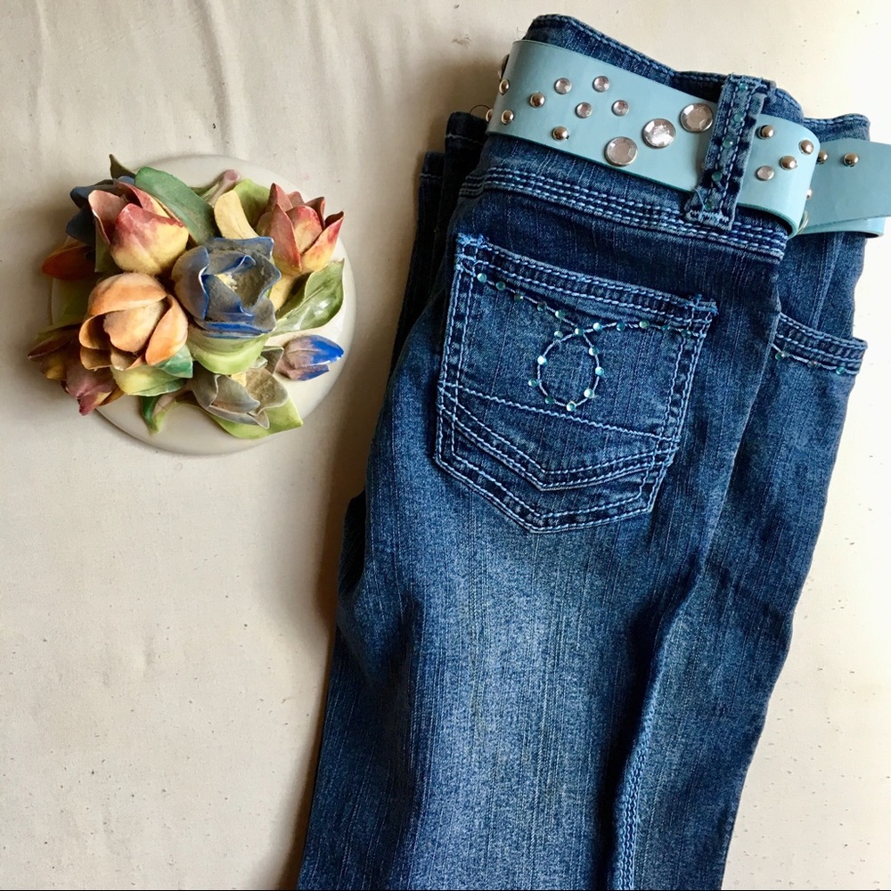 👖Vanilla Star Girls Jeans and Blue Belt Combo
